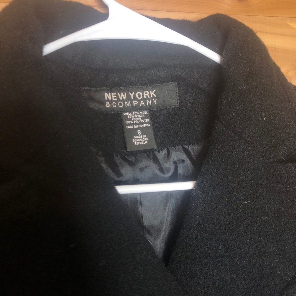 New York And Company Wool Blend Pea Coat Black 8 - Picture 5 of 7